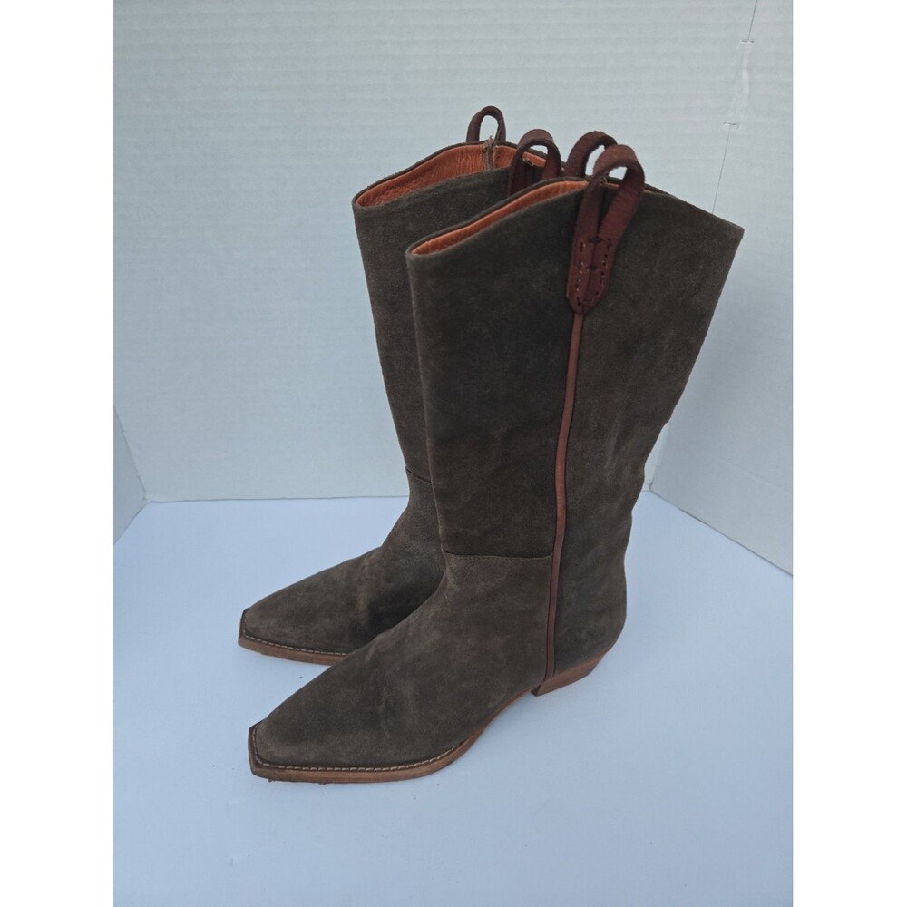 Free People We The Free Montage Tall Western Boots Chocolate Brown Sz 6.5